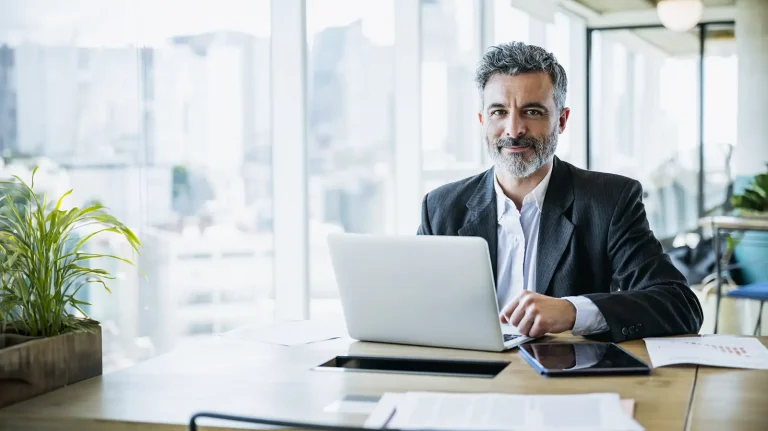 Photo of bank CFO with financial services app engine